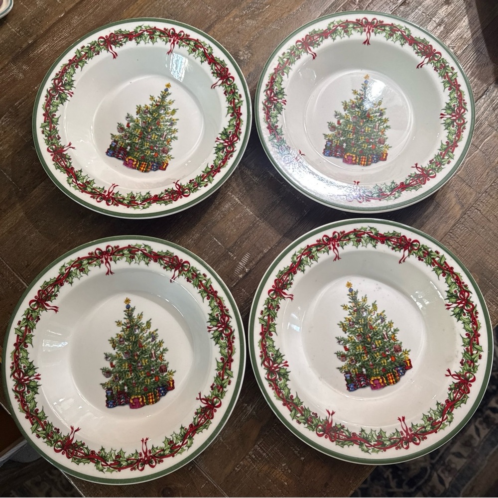 Christopher Radko Traditions Holiday Celebration Tree Dinner Bowls- 4